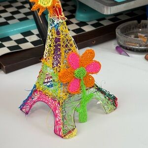 Colorful 3D Pen Eiffel Tower with Flower